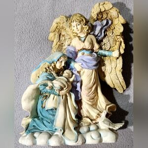 Home Interiors & Gifts Statuette Of An Angel, Mary And Baby Jesus